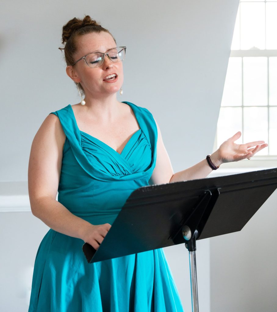 Voice student practicing healthy singing technique during a lesson at Chambers Music Studio in Columbus, Ohio.